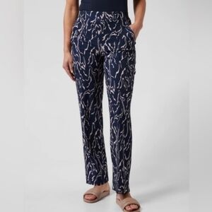 ATHLETA Vienna Cargo Pant Marble tiger stripe Navy Orchid Blue Slip On Size 8